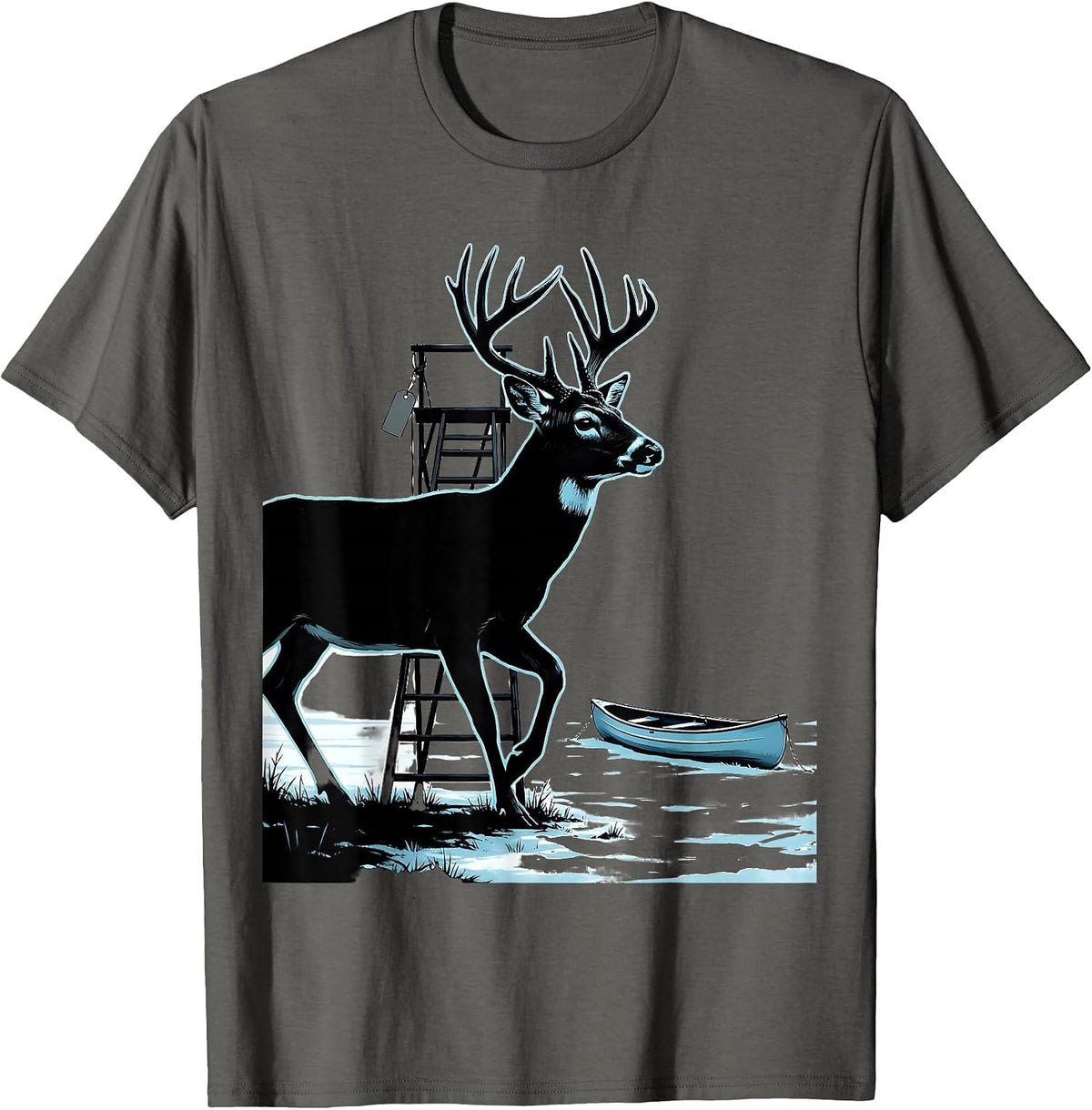 Men's Whitetail Buck Hunting Humor Dad Gift T-Shirt - Asphalt Grey