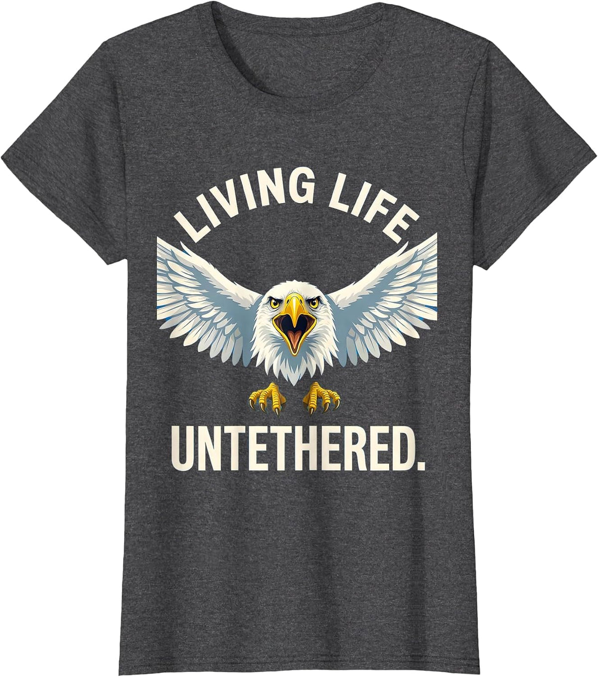 Women's Living Life Untethered Freedom Graphic Design T-Shirt - Dark Heather Grey