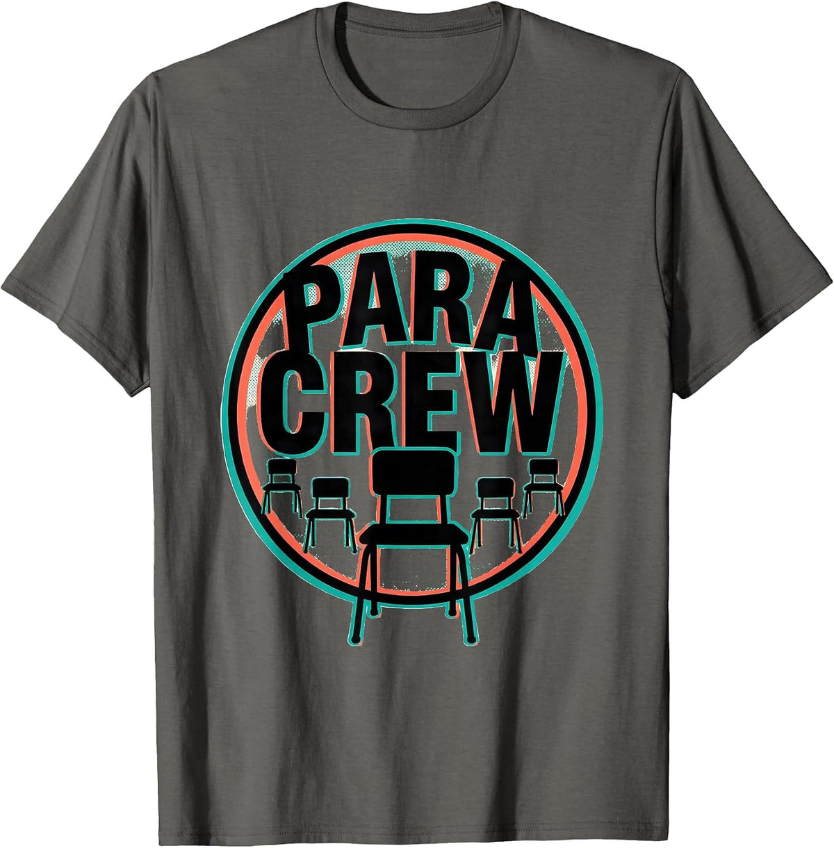 Para Crew Risograph Paraprofessional Teacher Appreciation T-Shirt - Asphalt Grey