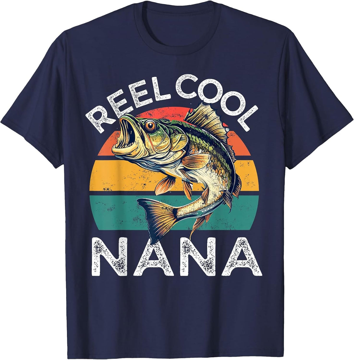 Fishing Reel Cool Nana Mothers Day Funny Bass Mom T-Shirt - Navy Blue