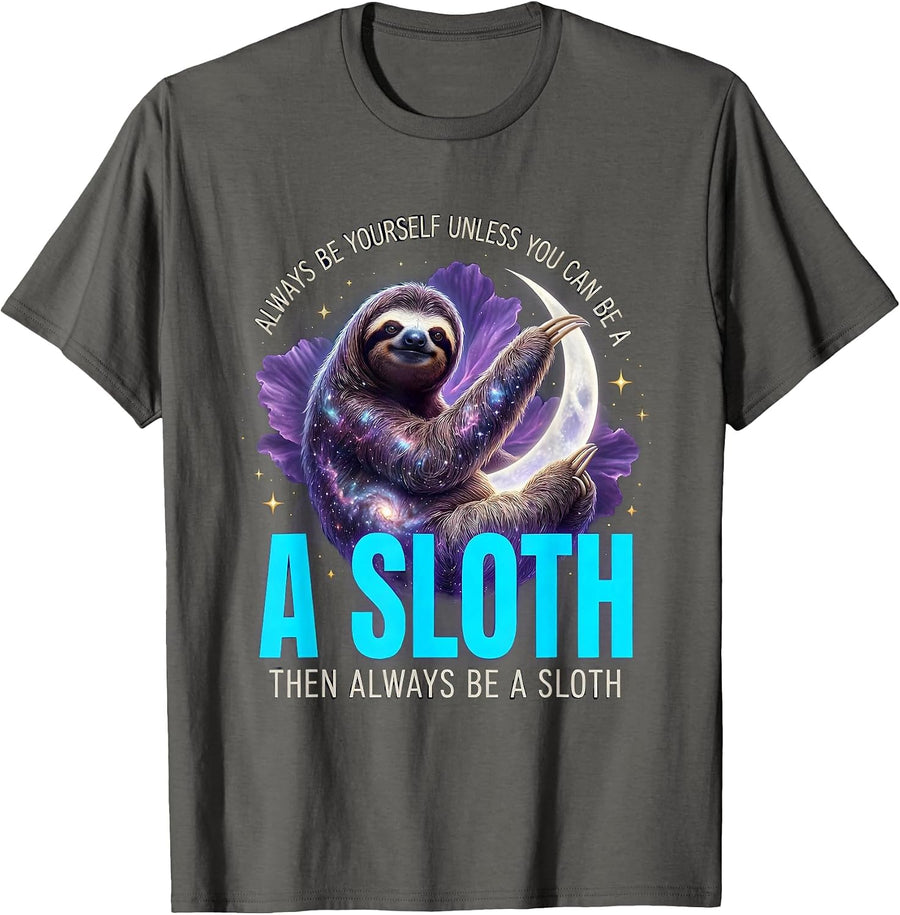 Always Be Yourself Unless You Can Be A Sloth Cosmic Animal T-Shirt - Asphalt Grey