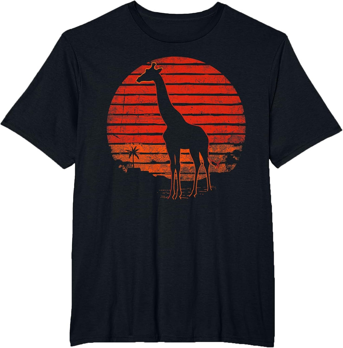 Vintage Giraffe 80s Funny Giraffe Lover Wild Animals Lover T-Shirt - Black