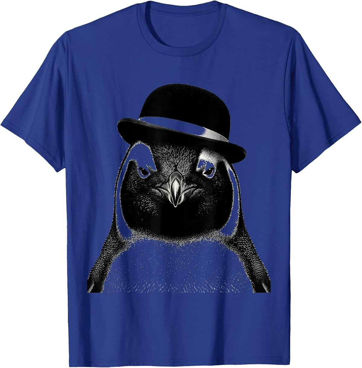 Men's Penguin Bust Novelty Animal Mascot Graphic T-Shirt - Royal Blue