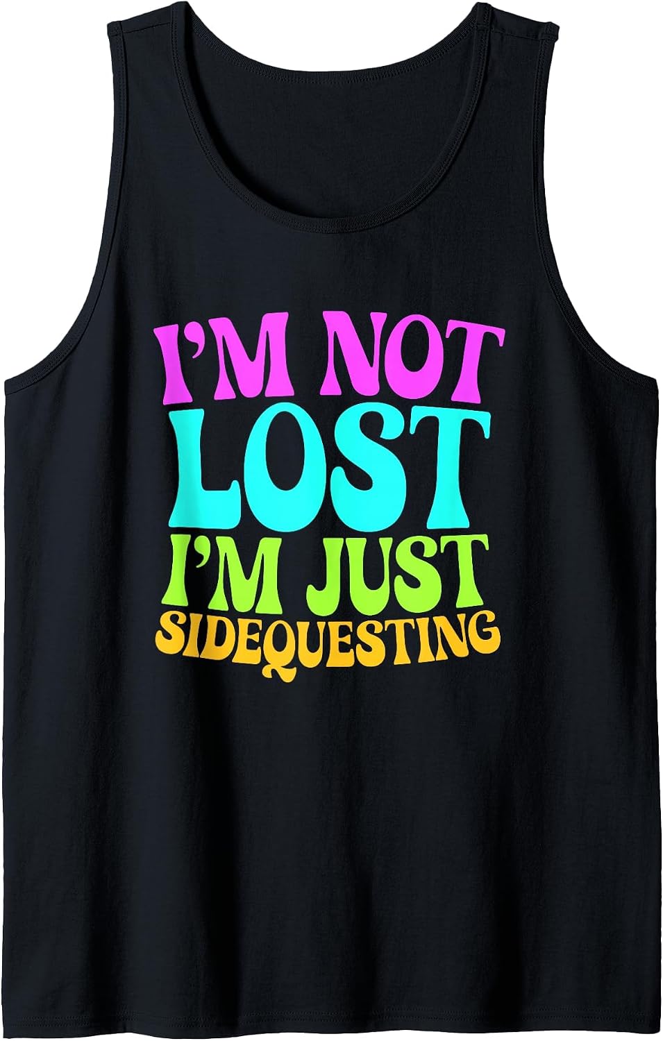 I’m Not Lost, I’m Just Sidequesting – Funny Rave EDM Groovy Tank Top, Men, Black, X-Large - As Pictured