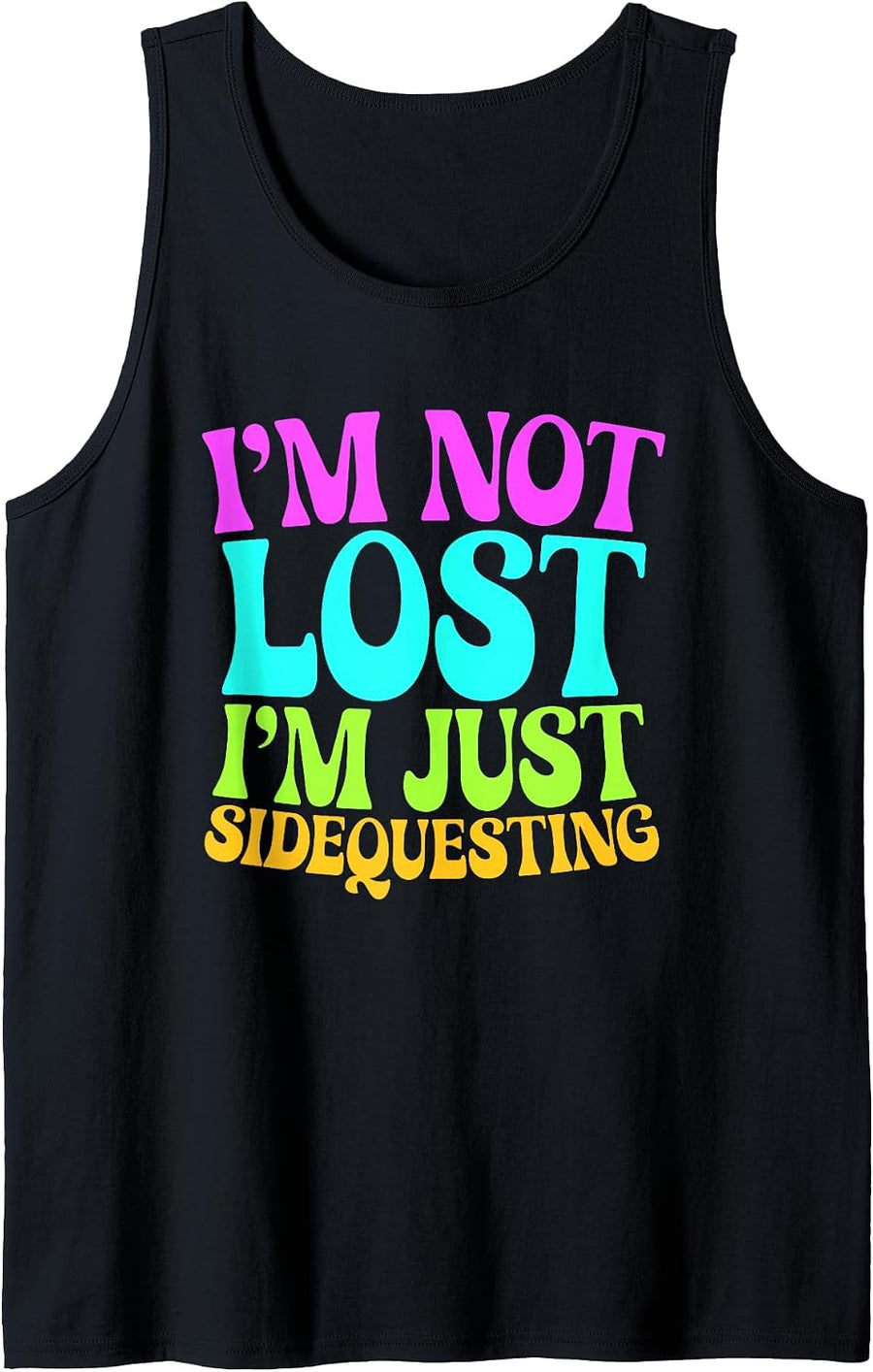 I’m Not Lost, I’m Just Sidequesting – Funny Rave EDM Groovy Tank Top, Men, Black, X-Large - As Pictured