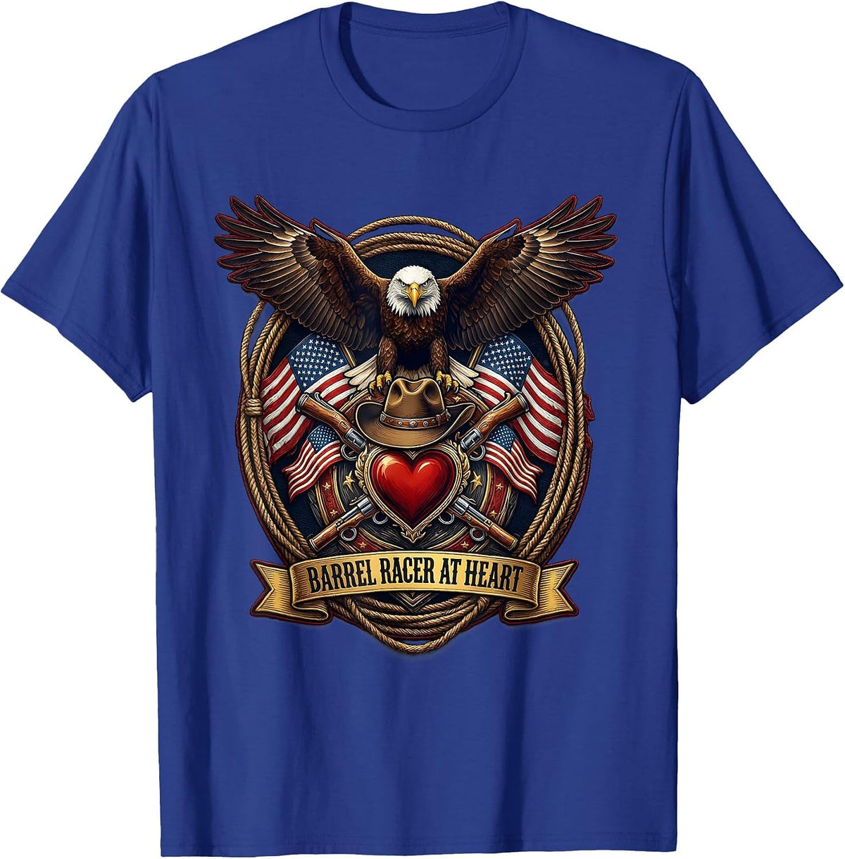 Barrel Racer At Heart Rodeo Design T-Shirt - Royal Blue