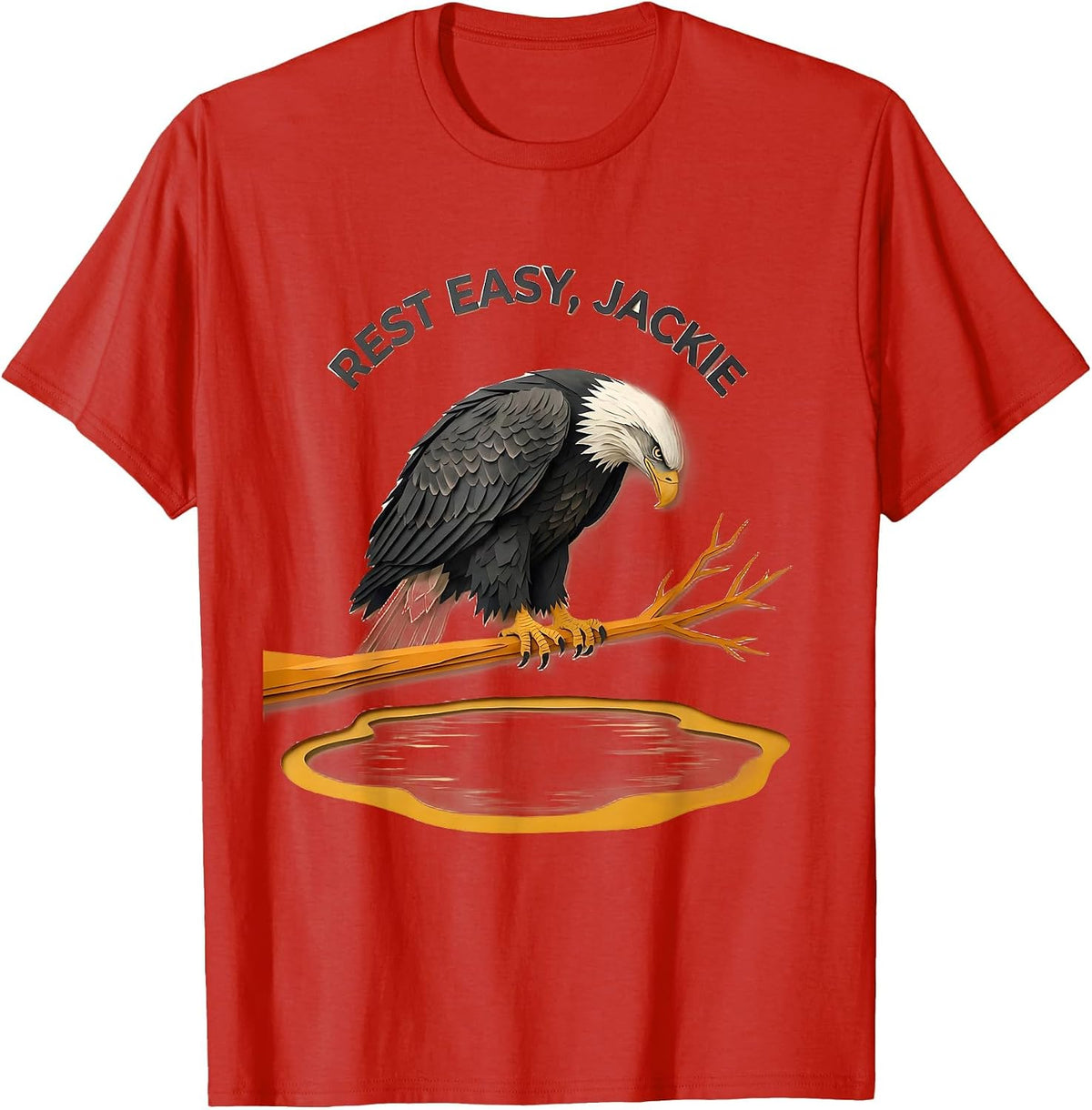 Men's Rest Easy, Jackie Memorial Bald Eagle Tribute Wildlife T-Shirt - Red