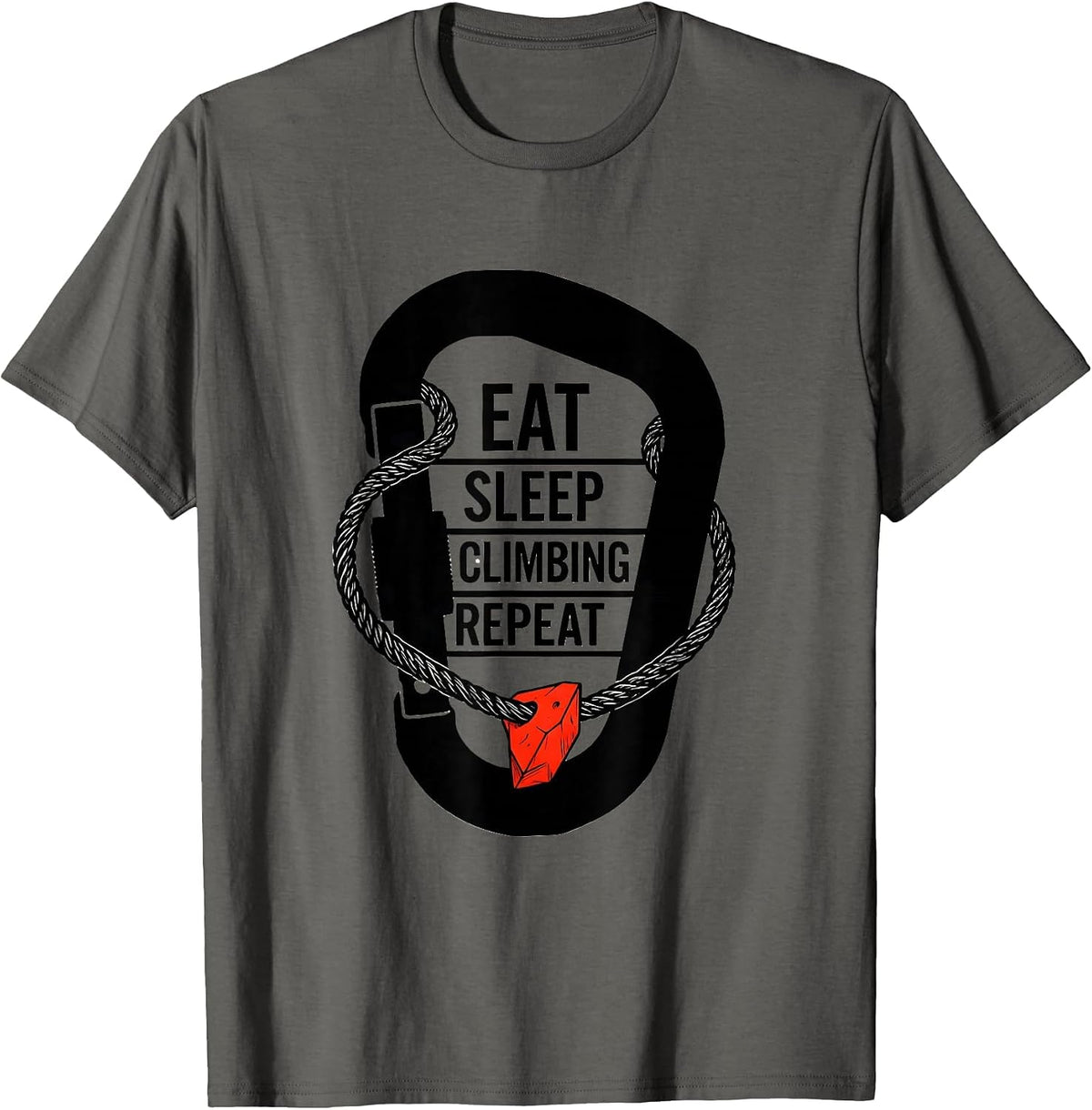 Men's EAT SLEEP CLIMBING REPEAT Minimalist Sport Fan Gift T-Shirt - Asphalt Grey