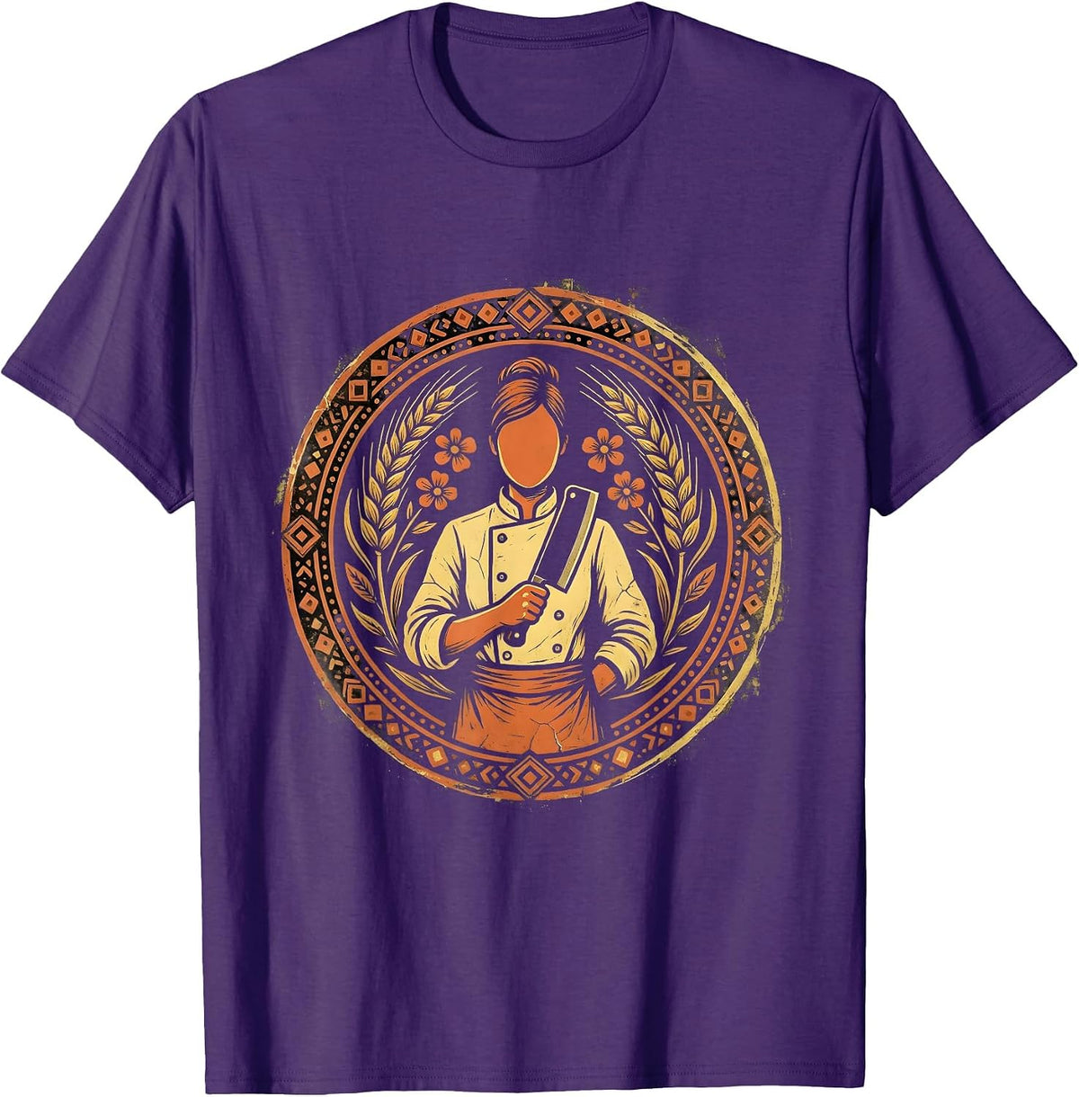 Labor Day Chef Illustration Graphic Tee T-Shirt - Purple