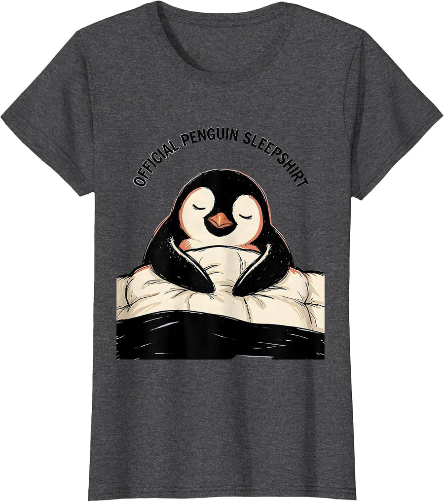 Women's Official Penguin Sleepshirt Cute Animal Lover Pajama Gift T-Shirt - Dark Heather Grey