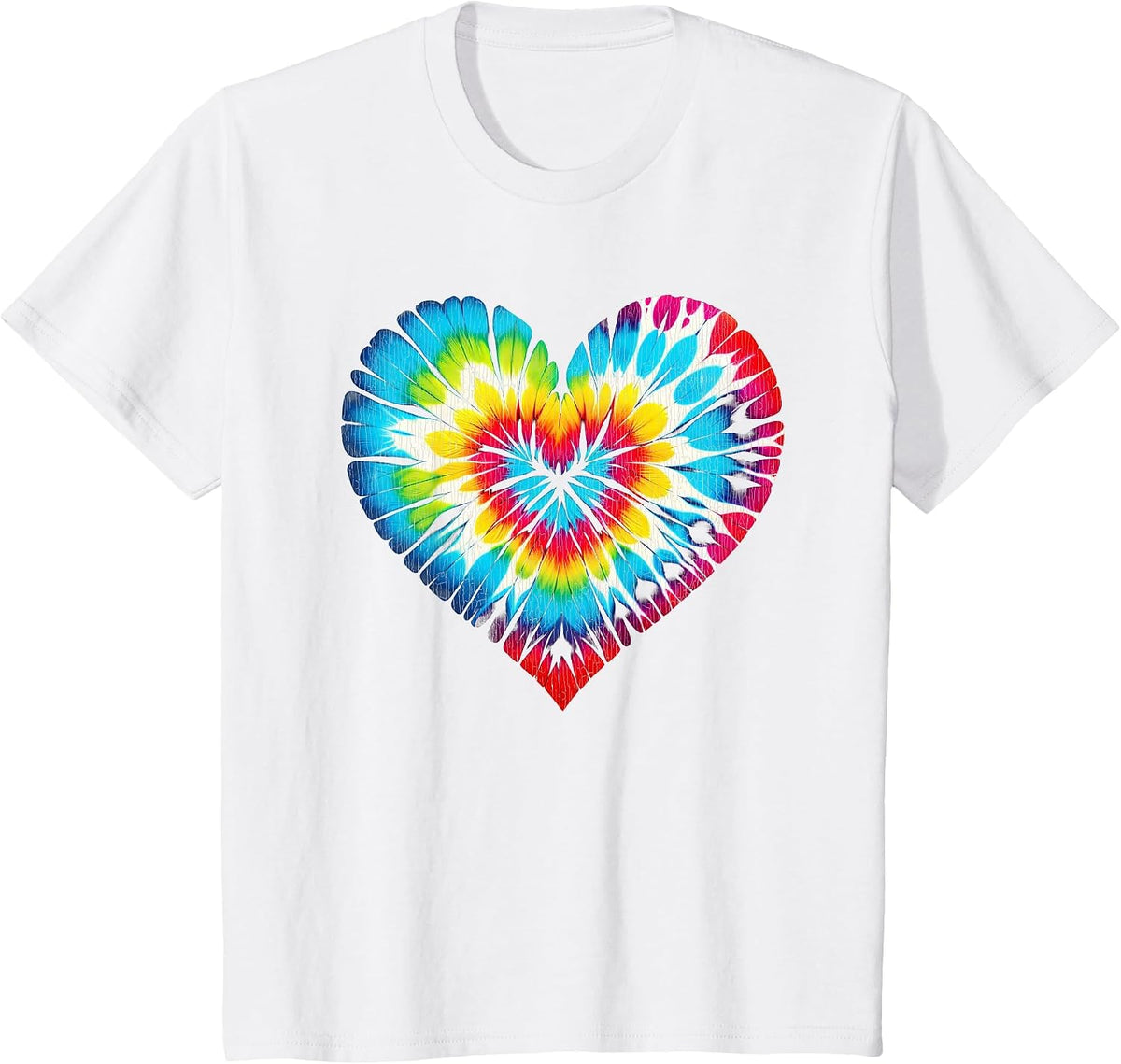 Tie Dye Colorful Valentine's Day Hearts Men Women Kids T-Shirt - White