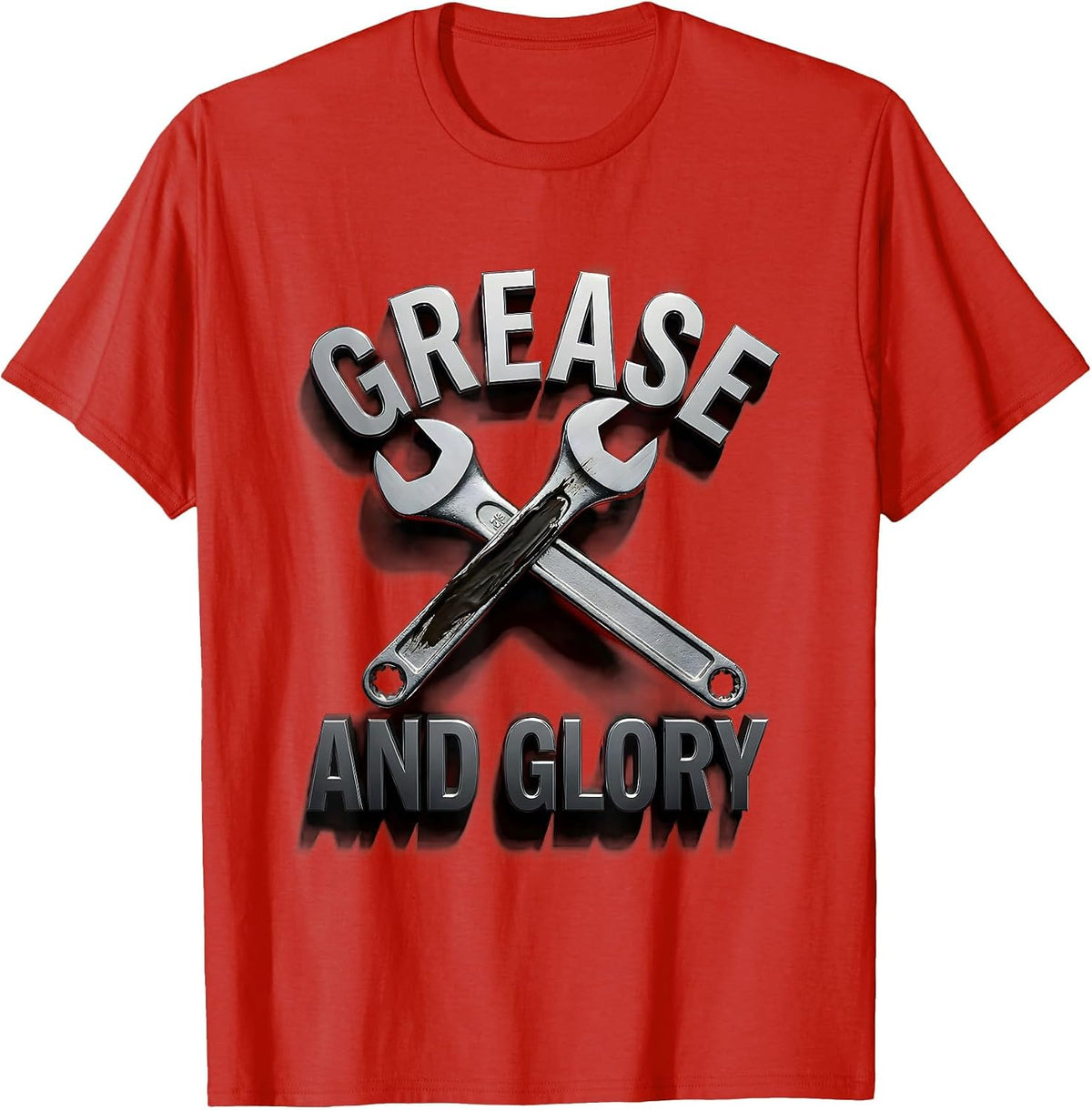 Men's Grease and Glory Blue Collar Worker Design T-Shirt - Red