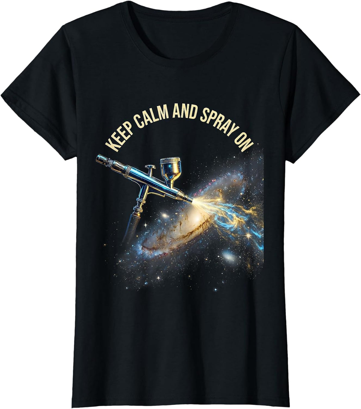Keep Calm and Spray On Airbrush Art Design T-Shirt - Black