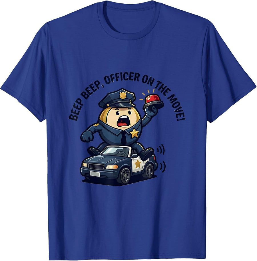 Beep Beep, Officer On The Move! Funny Police Officer Costume T-Shirt - Royal Blue