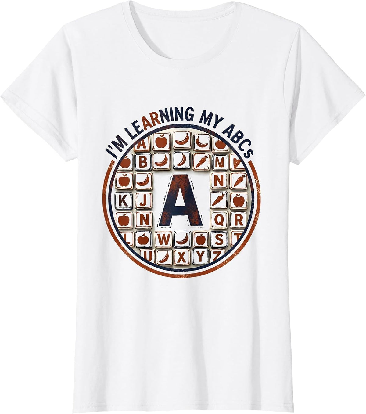 I'm Learning My ABCs Rubber Stamp Kids Alphabet Chart T-Shirt - White