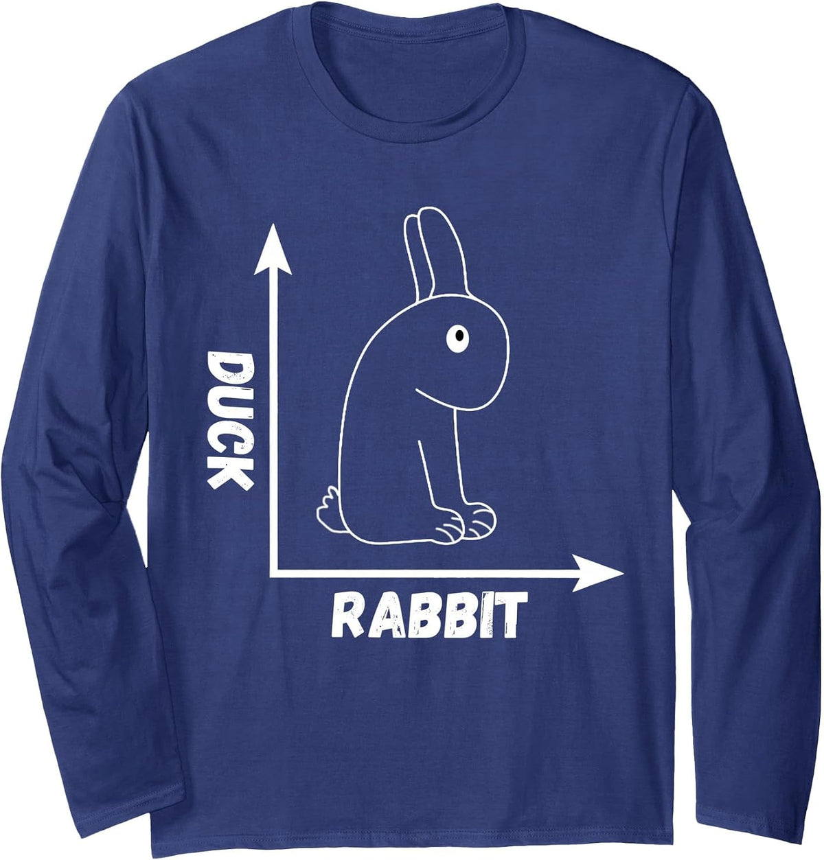 Crazy Optical Illusion Rabbit Duck Perspective Wittgenstein Long Sleeve T-Shirt - Adult Unisex Navy Blue