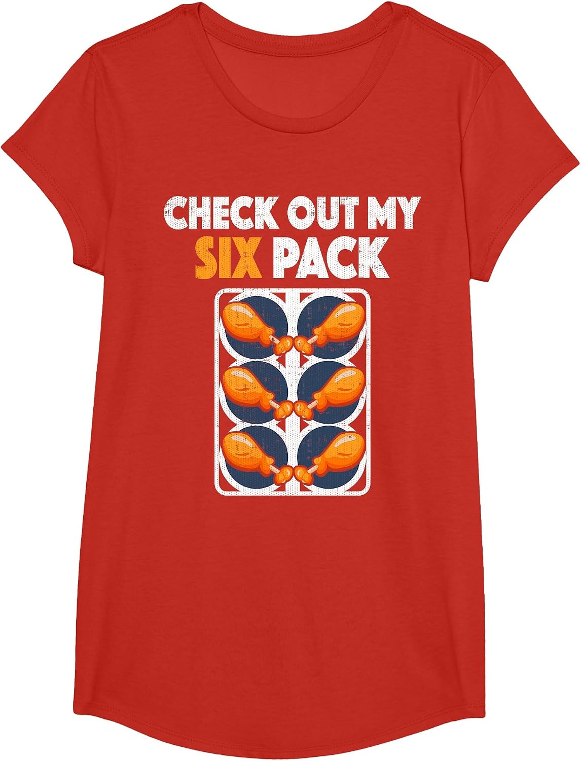 Check Out My Six Pack Funny Fried Chicken T Shirt T-Shirt - Girls Red