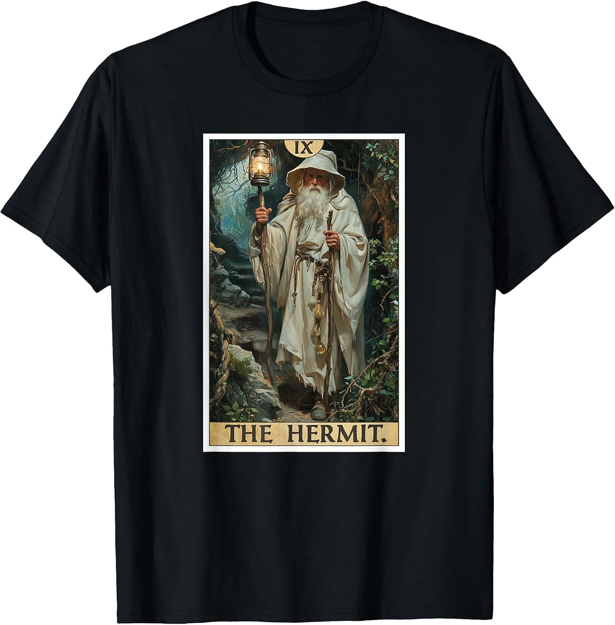 Tarot Cards Tarot Card 9 The Hermit T-Shirt - Black
