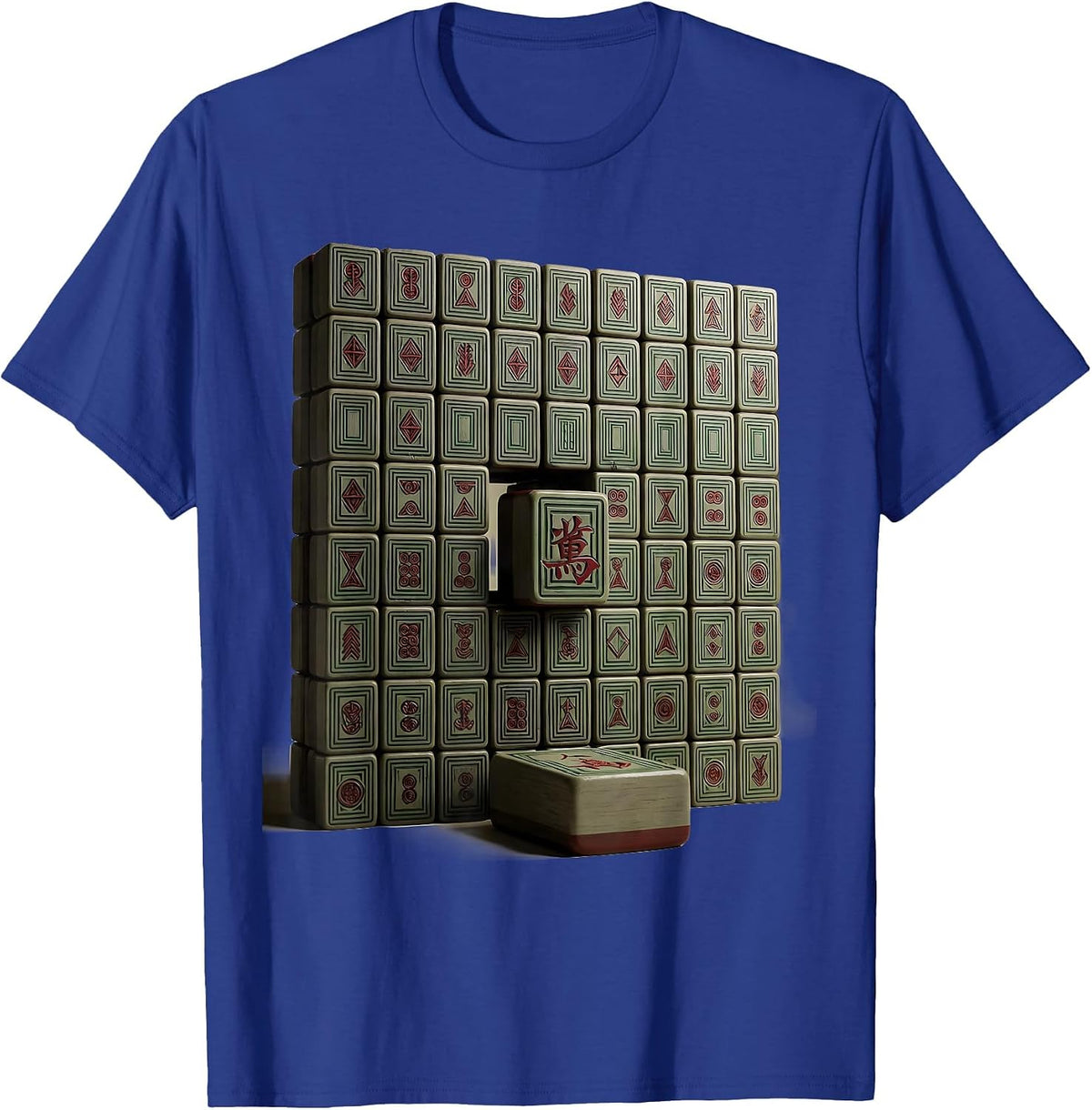 Men's Mahjong Rack Monumental Tile Bridge Player Humor T-Shirt - Royal Blue