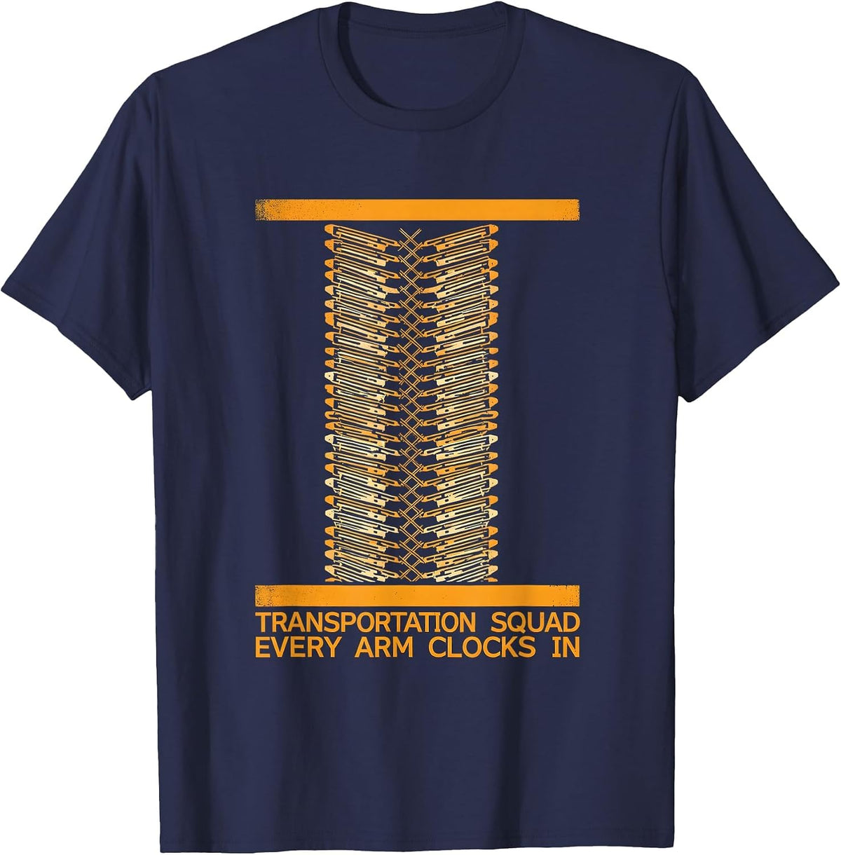 Men's Transportation Squad Every Arm Clocks In School Bus Driver T-Shirt - Navy Blue