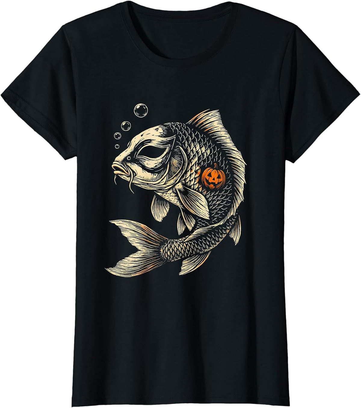 Koi Masquerade Mask Halloween Fish Costume Humor T-Shirt - Black