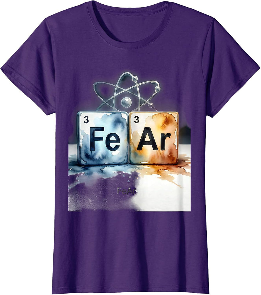 Women's FeAr Watercolor Periodic Table Chemistry Pun Science Humor T-Shirt - Purple
