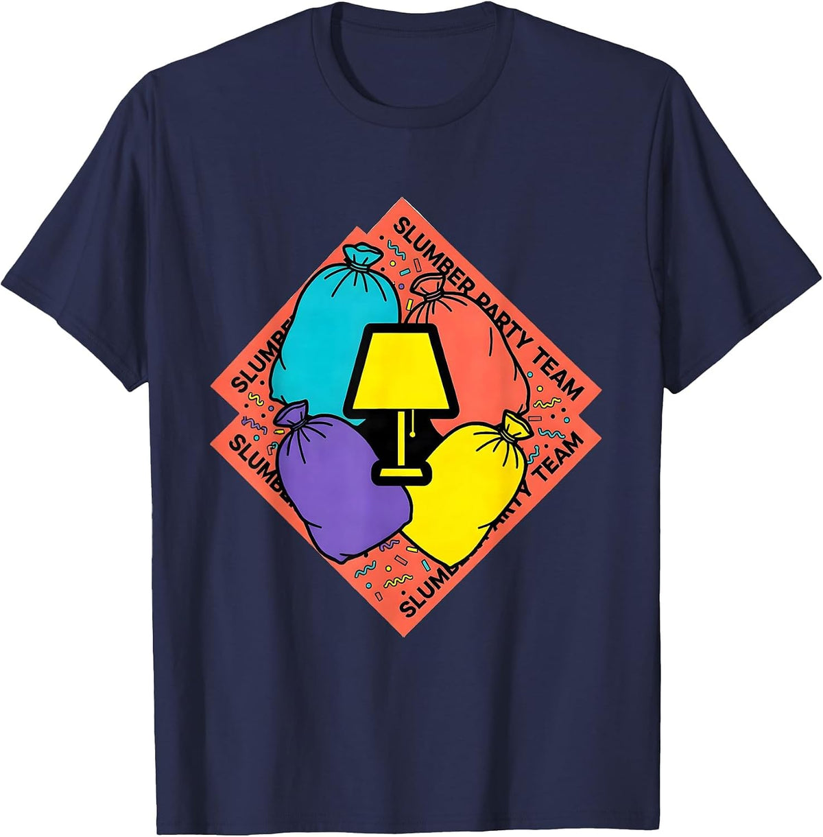 Men's Slumber Party Team Memphis Postmodern Matching Squad T-Shirt - Navy Blue