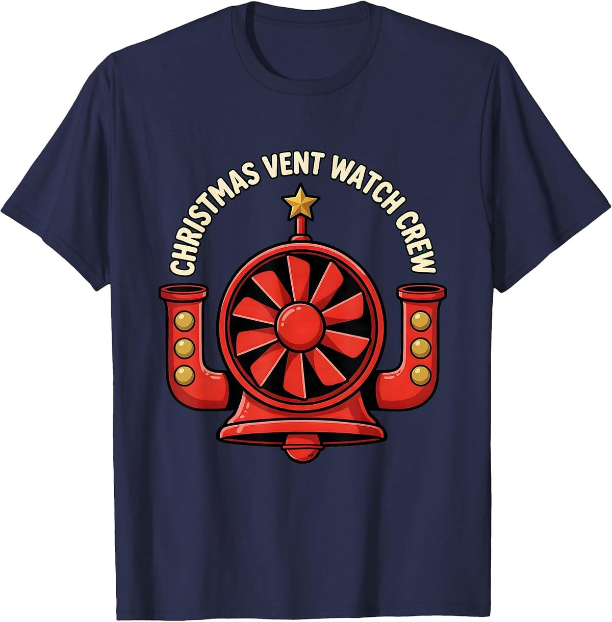 Christmas Vent Watch Crew Funny Respiratory Therapist RT T-Shirt - Navy Blue