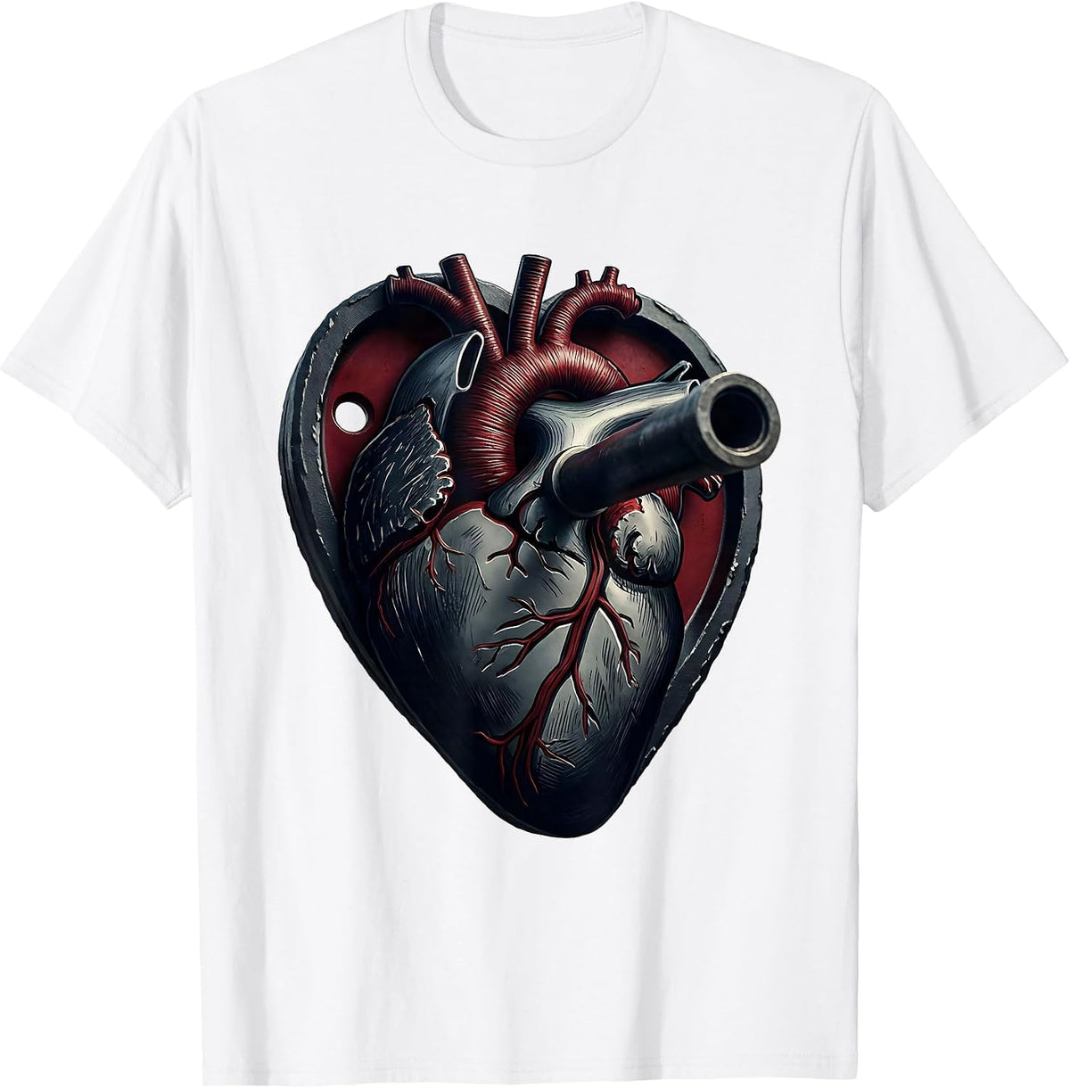 Men's Heart Bumper Plate Gym Humor Valentine's Day Weightlifting T-Shirt - White
