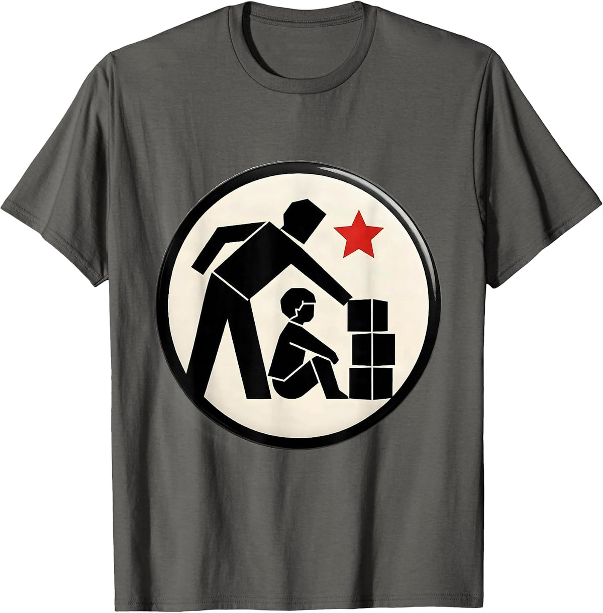 Men's Sealed Aide Support Badge Modernist Paraprofessional Gift T-Shirt - Asphalt Grey