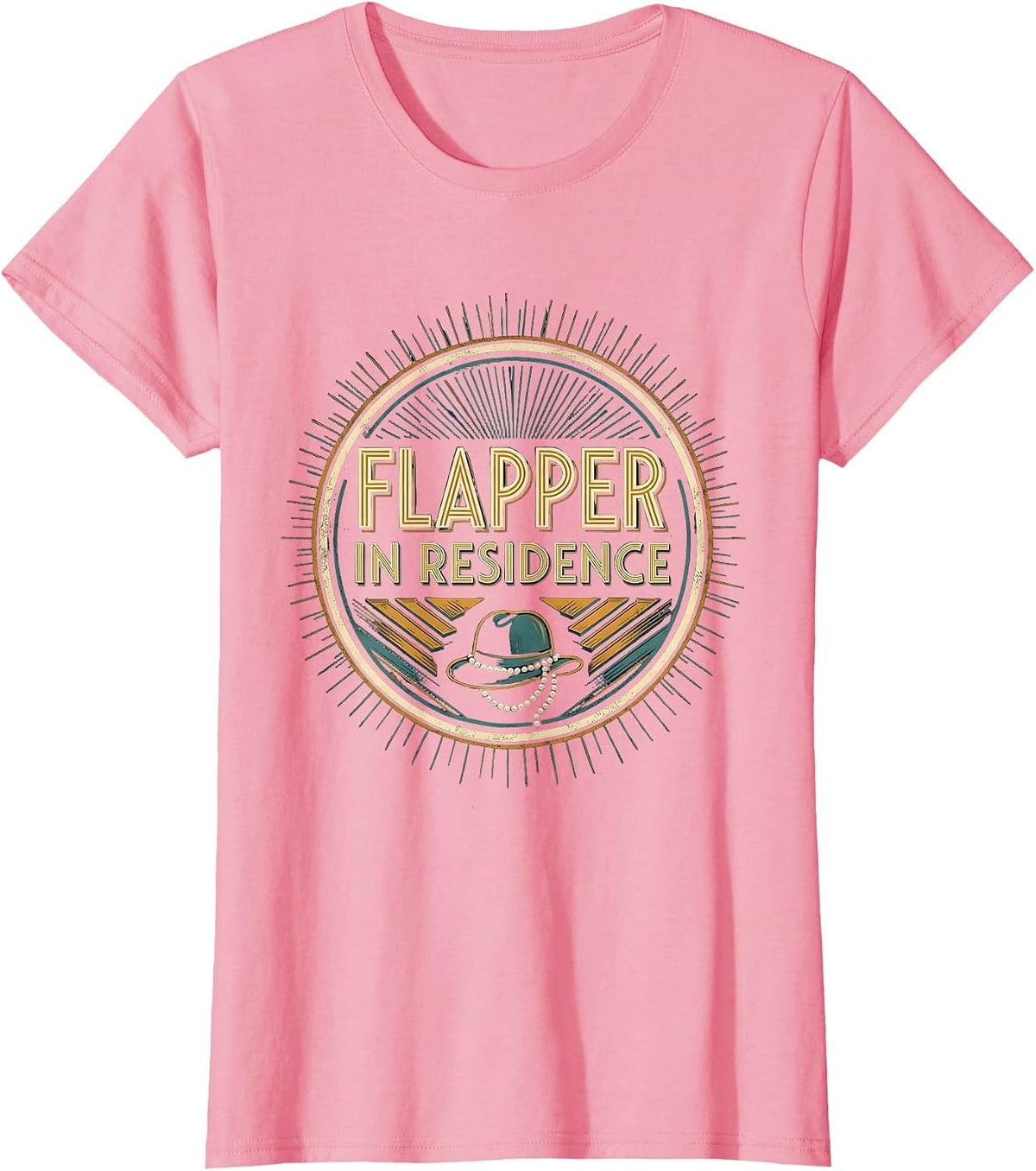 Women's Flapper In Residence Vintage Roaring 1920s Party Costume T-Shirt - Pink