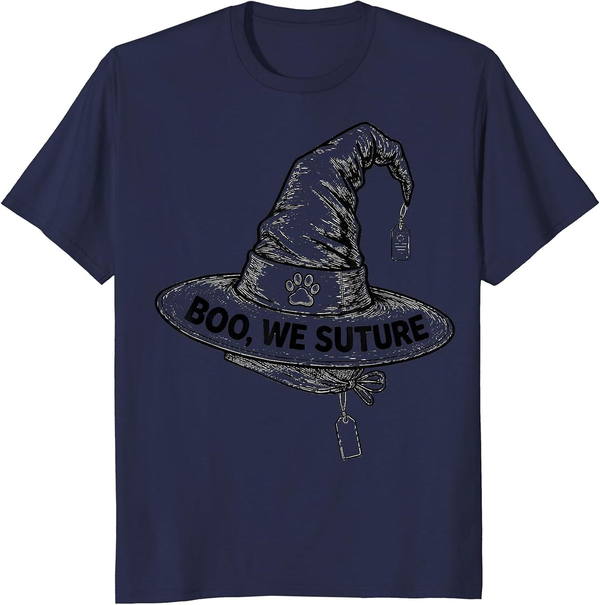 Men's Boo We Suture Funny Vet Tech Halloween Veterinary Crew T-Shirt - Navy Blue