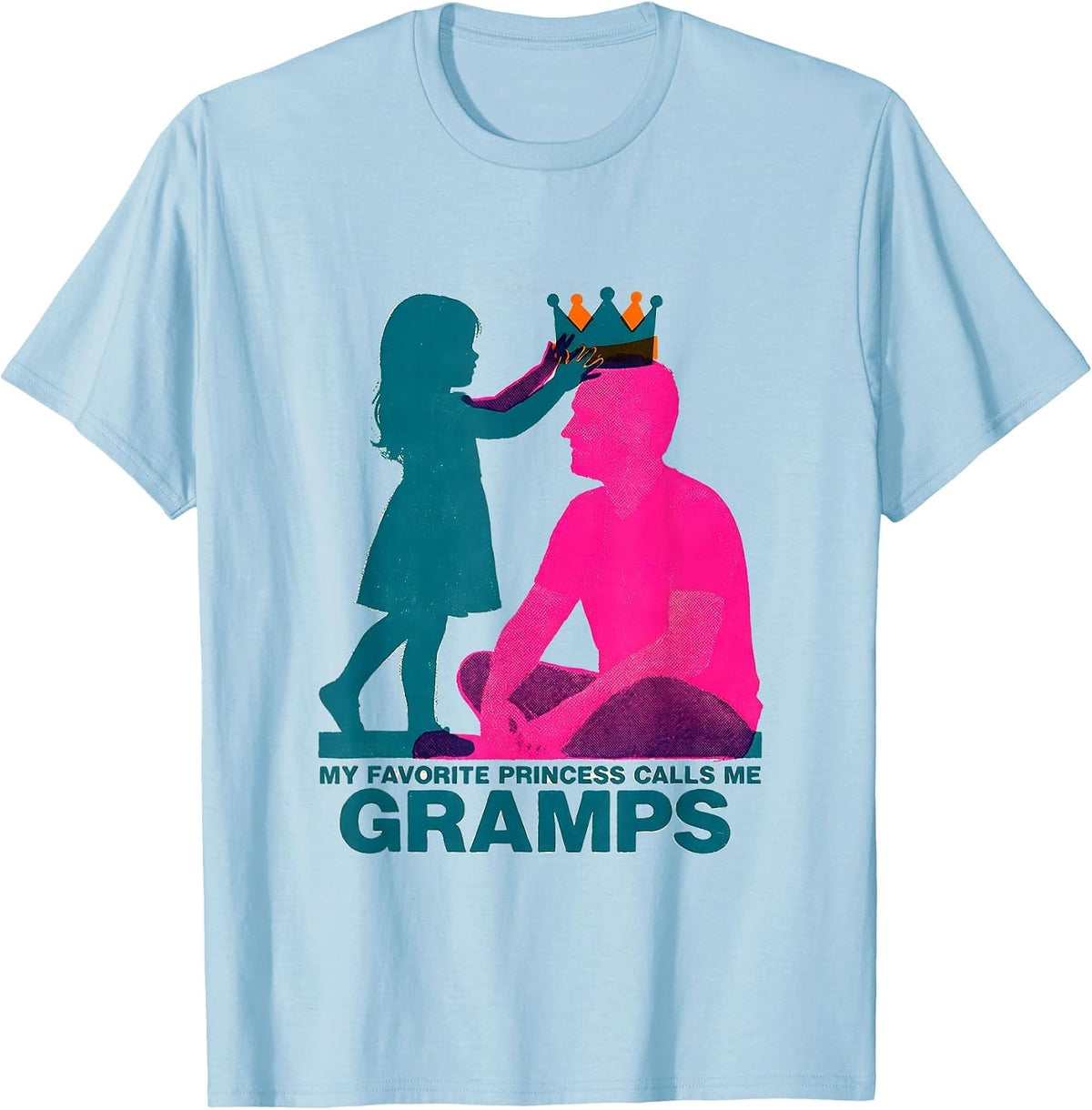Men's My Favorite Princess Calls Me Gramps Funny Grandpa Family T-Shirt - Baby Blue
