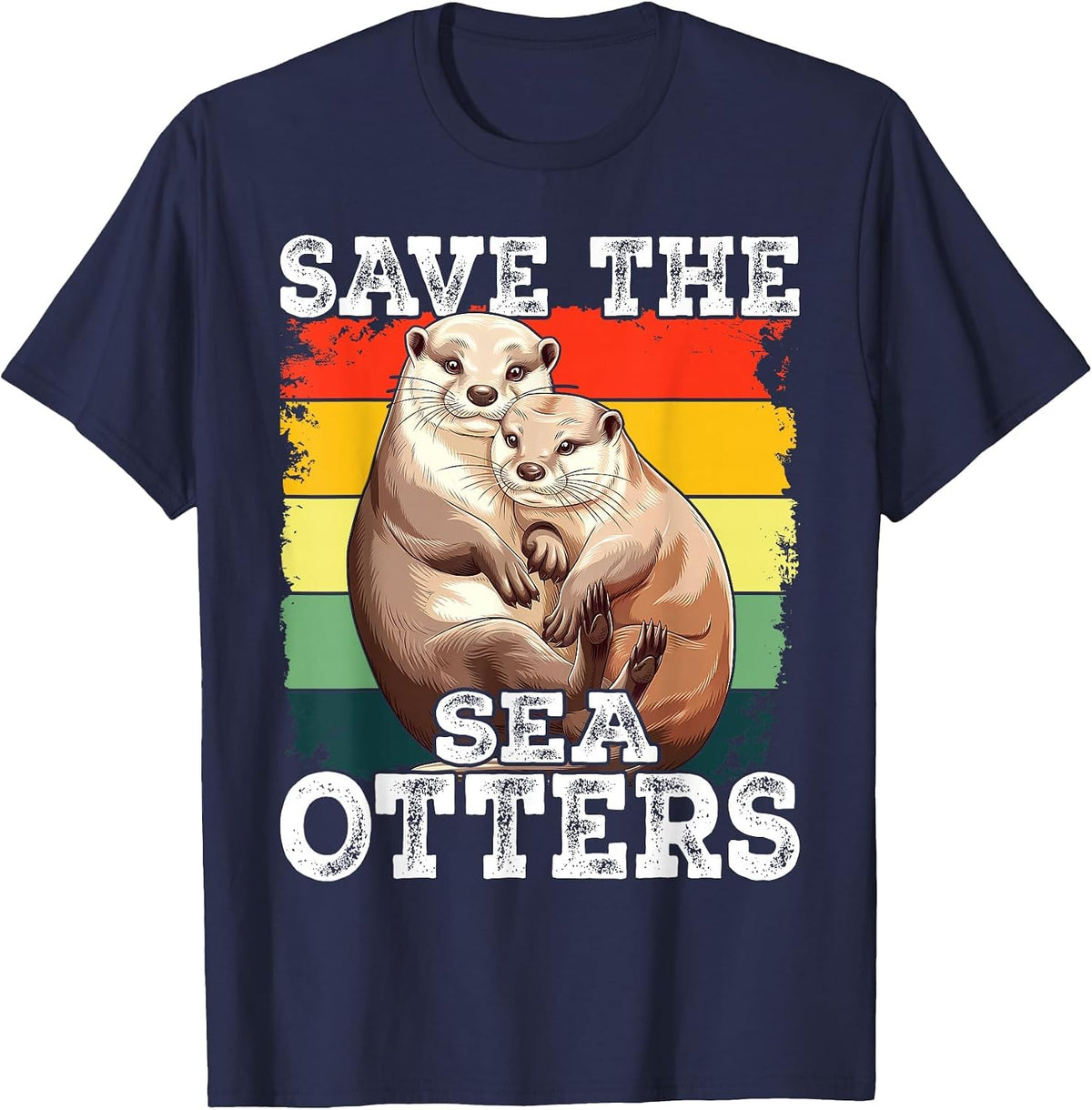 Save The Sea Otters T-Shirt - Navy Blue
