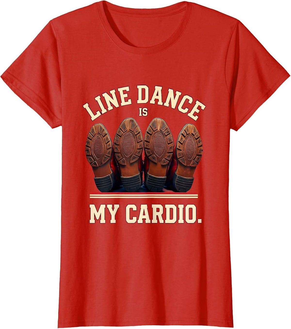 Line Dance Is My Cardio Funny Dancer Line Dancing Humor T-Shirt - Red