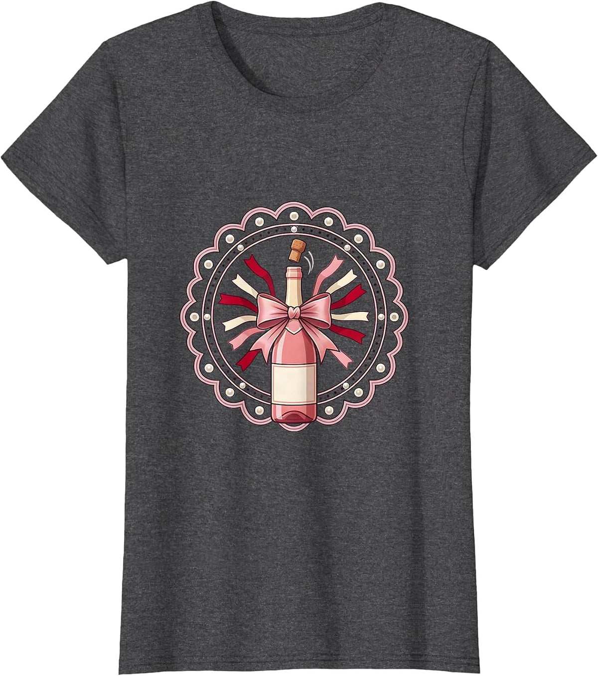 Women's Birthday Champagne Pop Confetti Celebration Graphic T-Shirt - Dark Heather Grey