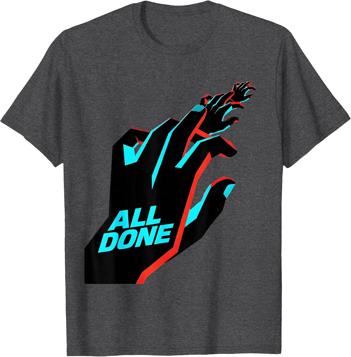 Men's All Done New Wave Typography ASL Sign Language Teacher T-Shirt - Dark Heather Grey