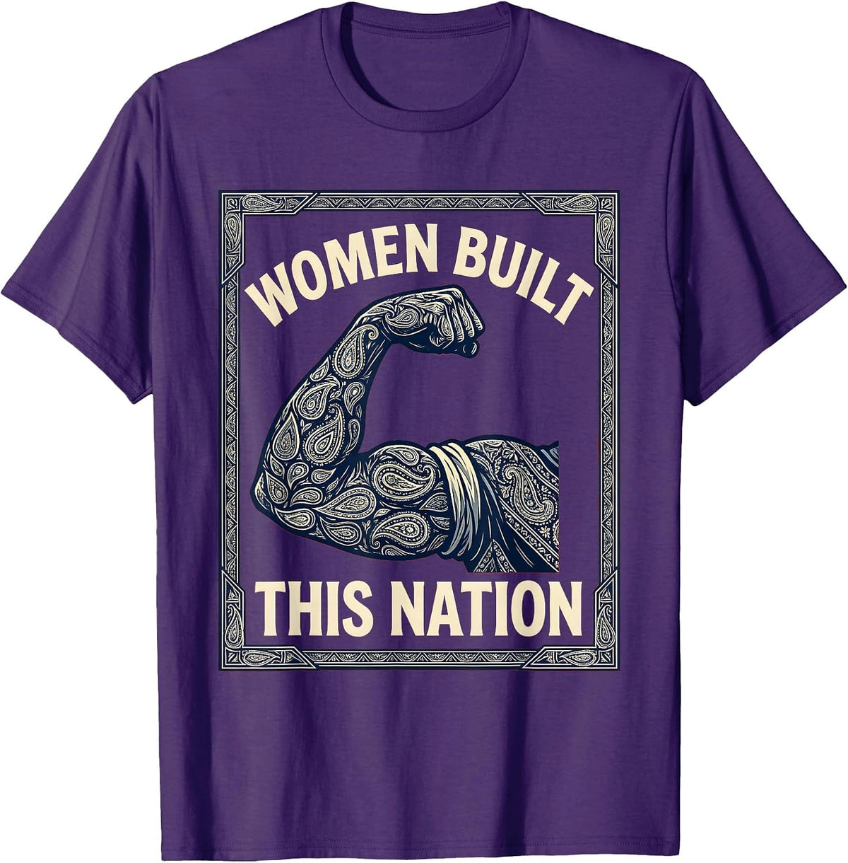 Women Built This Nation Rosie The Riveter Design T-Shirt - Purple