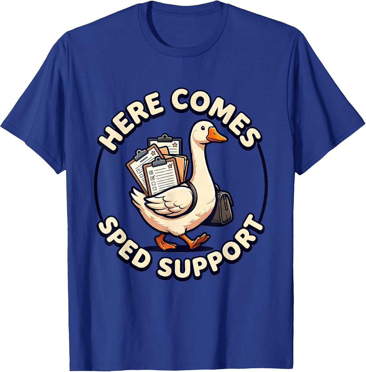 Men's Here Comes SPED Support Cute Kawaii Funny SPED Teacher T-Shirt - Royal Blue