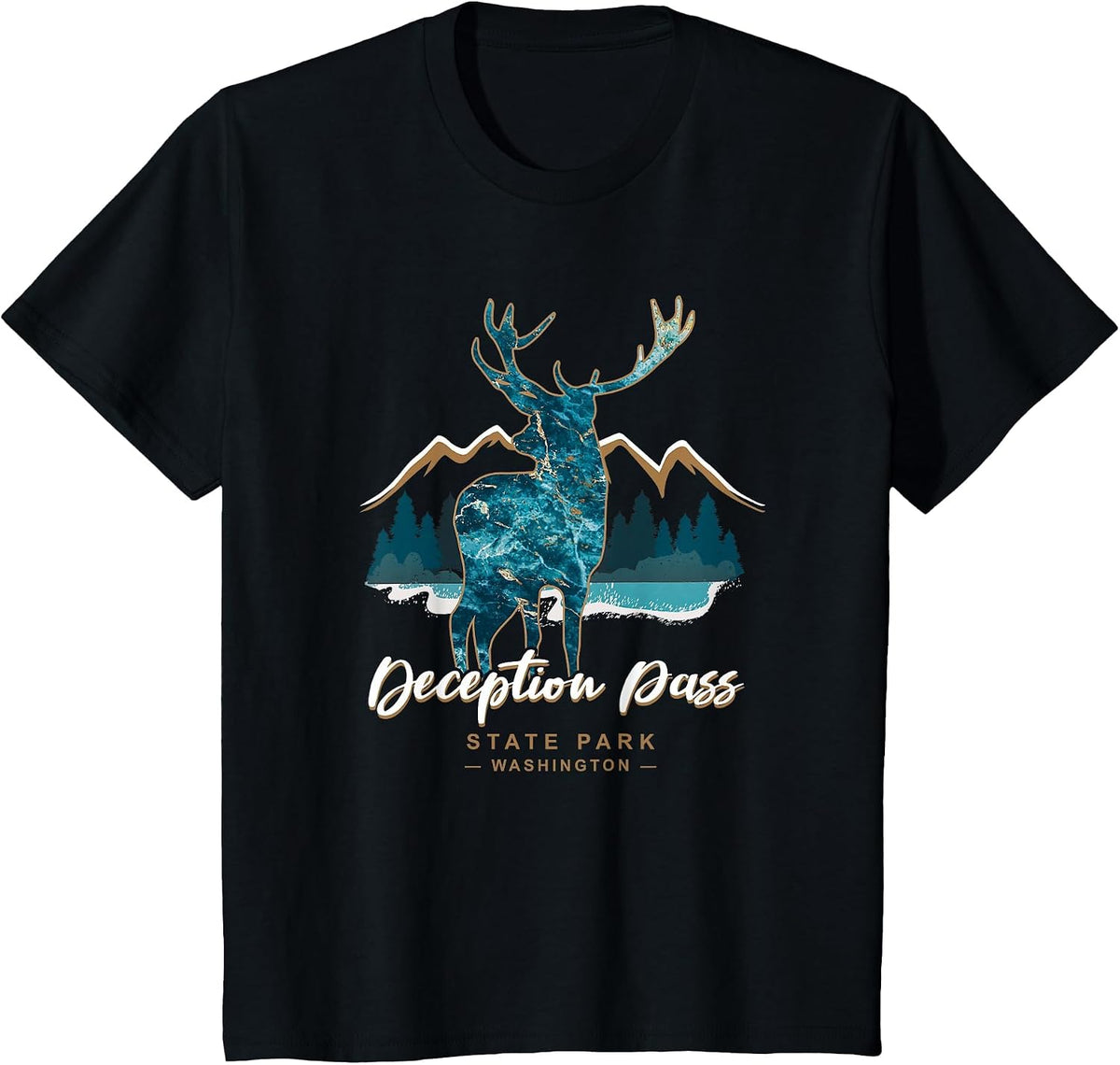 Deception Pass State Park Oak Harbor Washington USA Camping T-Shirt - Black