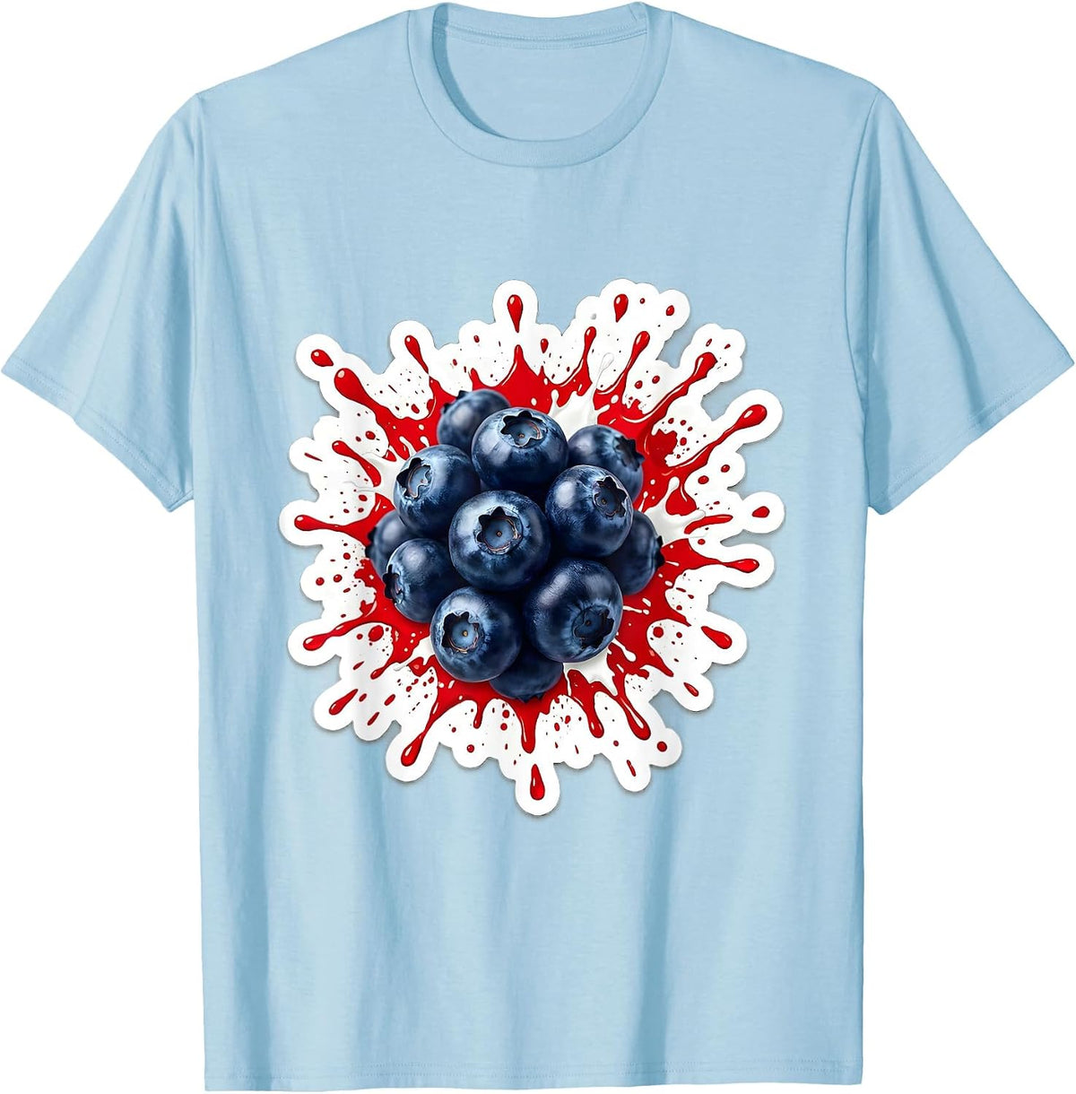 Men's Red White and Blueberries Burst Graphic Tee T-Shirt - Baby Blue