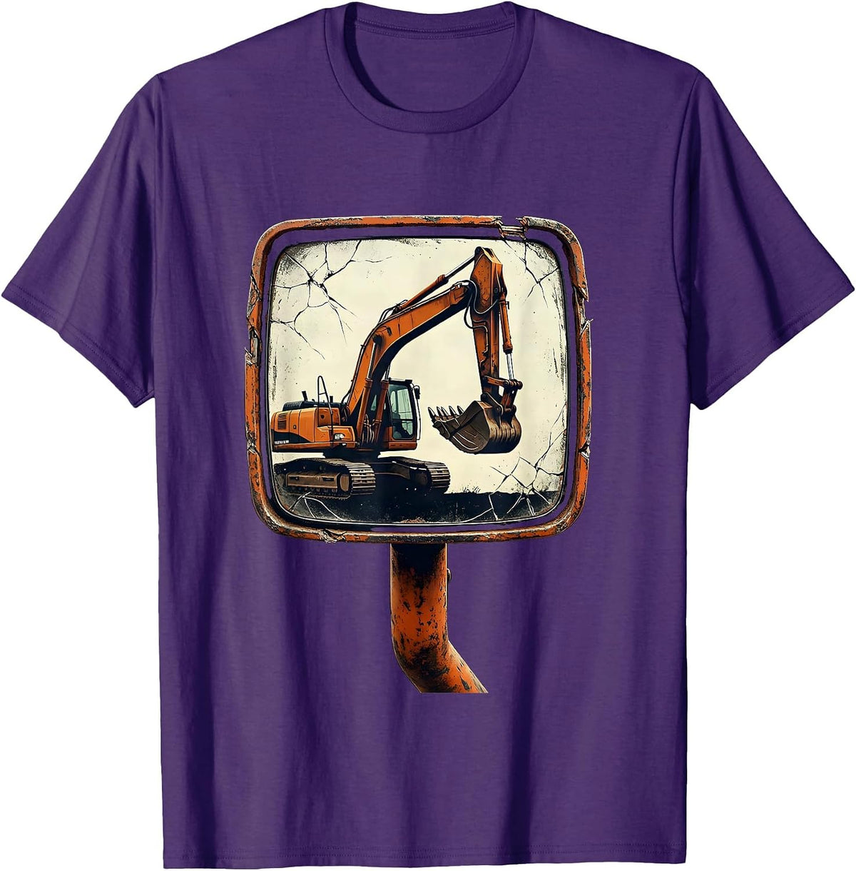Distressed Mirror Frame Excavator Operator Gift T-Shirt - Purple