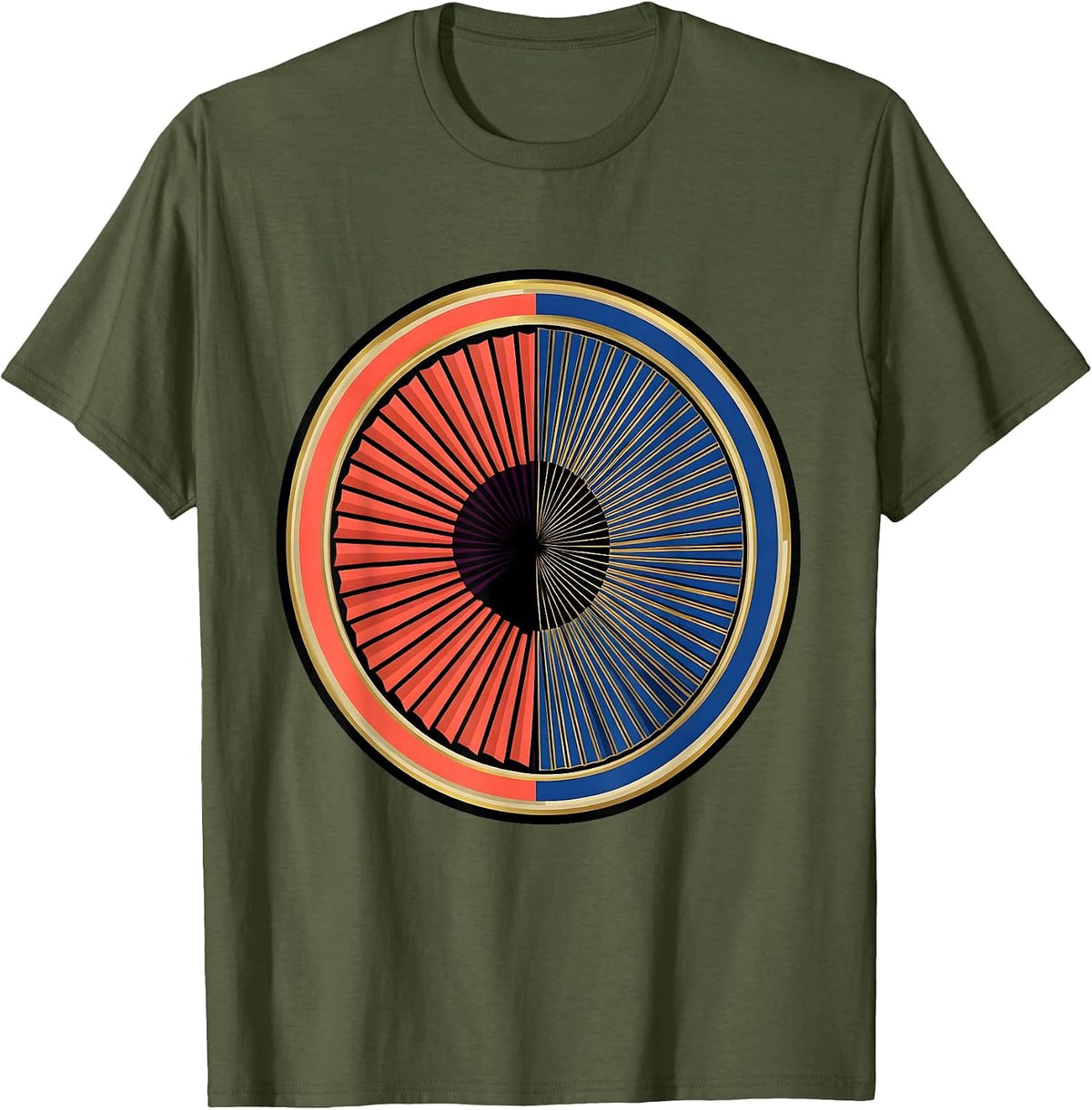 Men's Showgirl Mid-Twirl Fan Spread Graphic Design T-Shirt - Olive Green