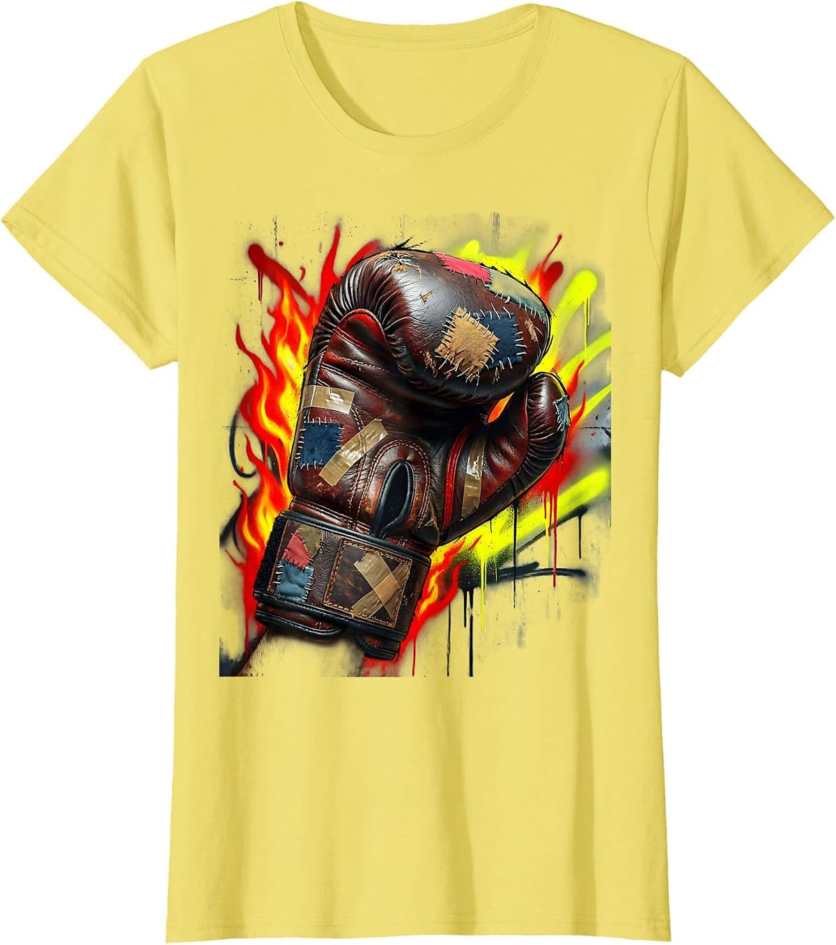 Underdog Victory Boxing Glove Graphic T-Shirt - Lemon Yellow