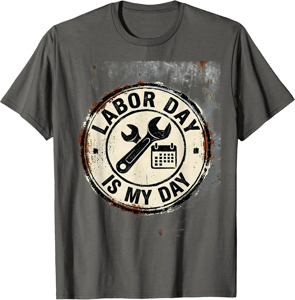 Men's Labor Day Is My Day Funny Blue Collar Worker Gift T-Shirt - Asphalt Grey