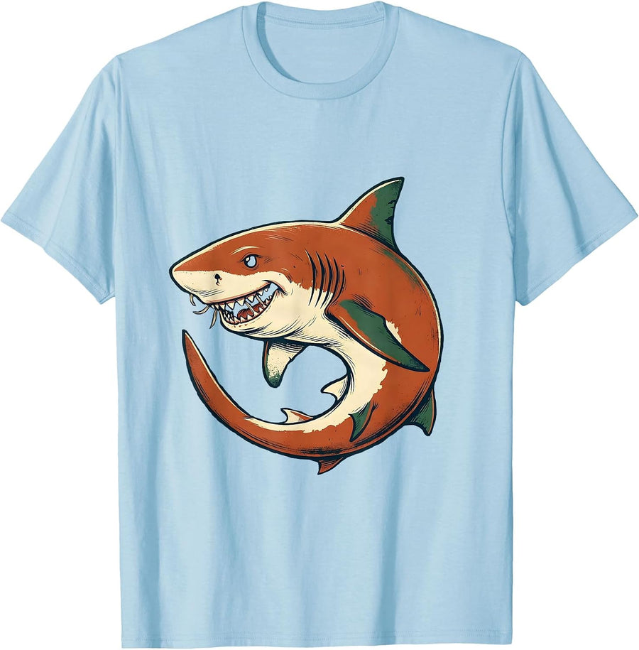 Men's Vintage Nurse Shark Ocean Wildlife Humor Playful T-Shirt - Baby Blue