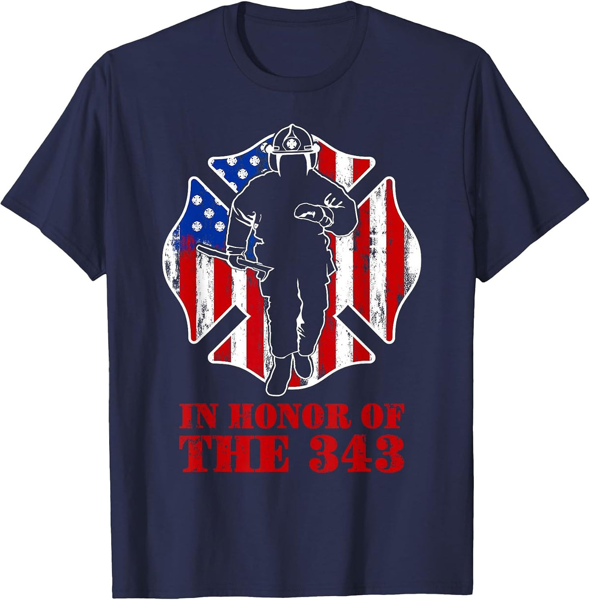 in Erinnerung und Ehre Werden wir nie vergessen 343 Fireman T-Shirt - Navy Blue
