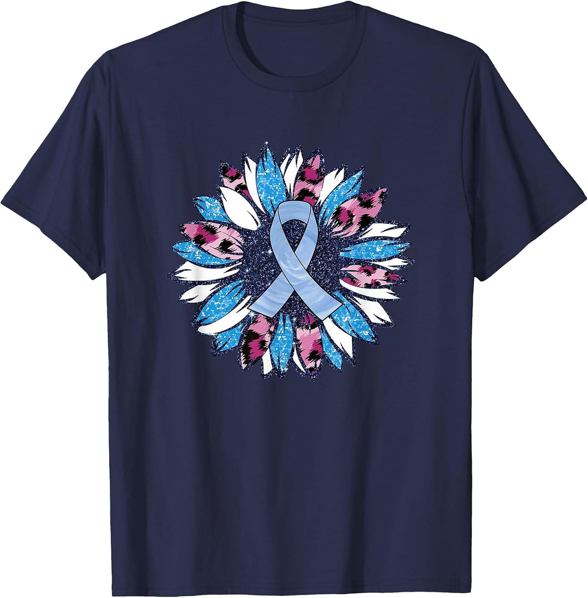 Blue Sunflower Diabetes Awareness Men Women Warrior T-Shirt - Navy Blue