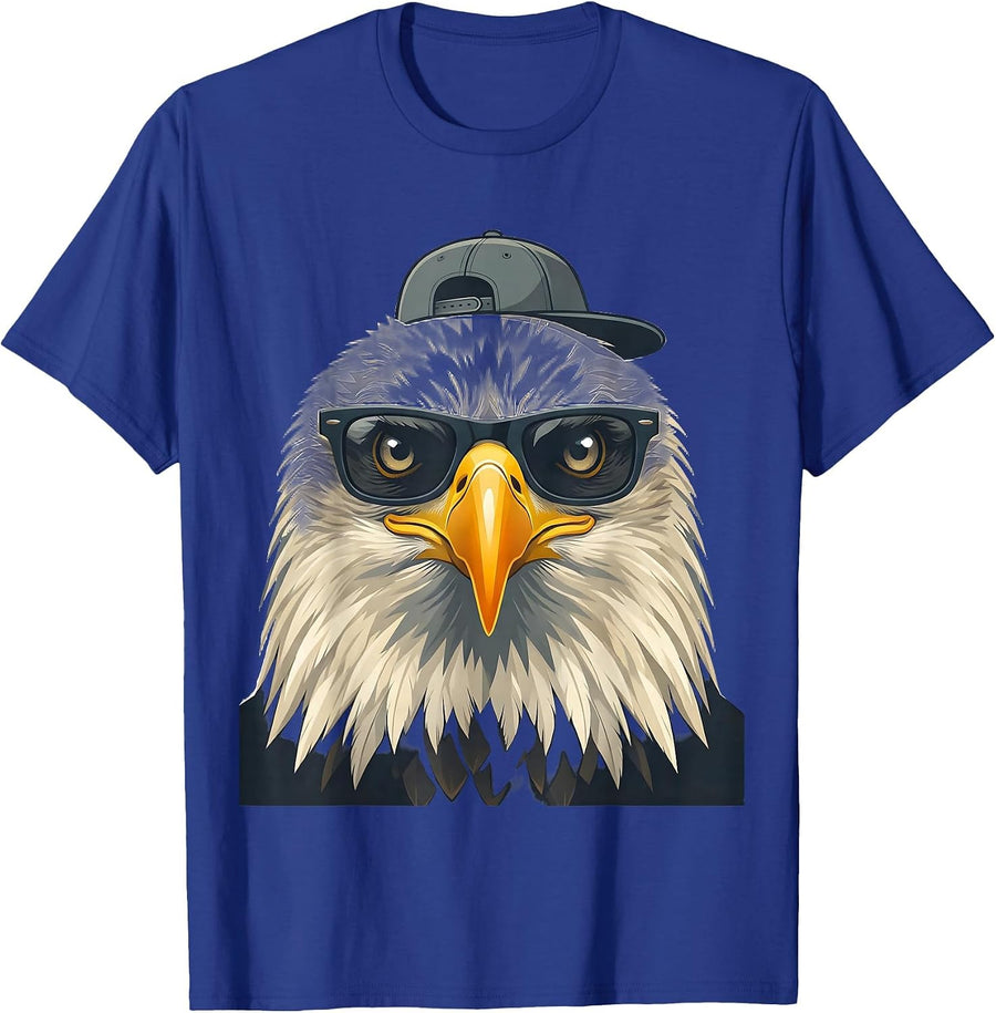 Bald Eagle Sunglasses Novelty Mascot Funny Animal Lover T-Shirt - Royal Blue