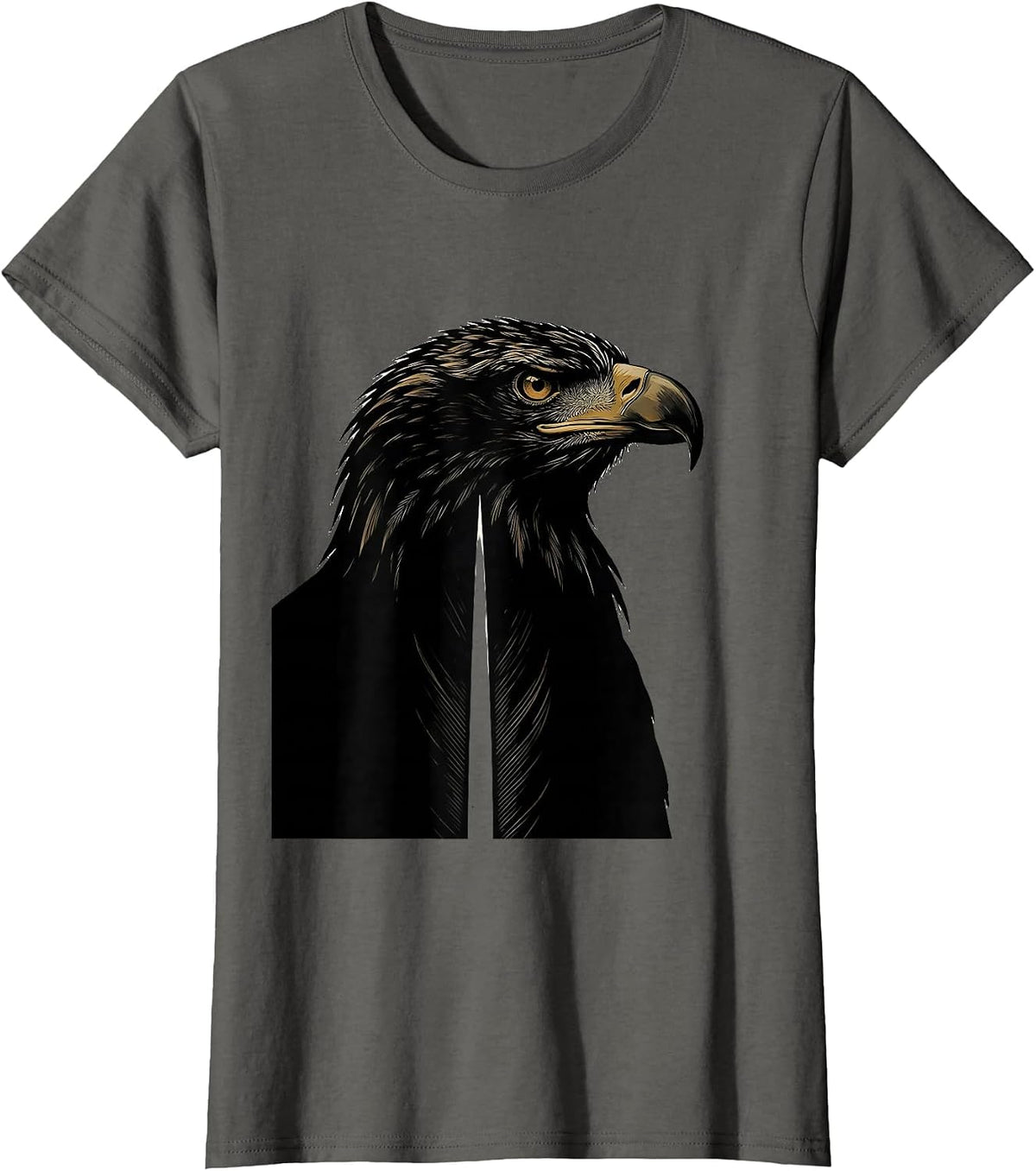 Women's Bald Eagle Minimalist Faith Mascot Pride T-Shirt - Asphalt Grey